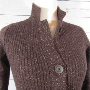 Eileen Fisher wool blend brown speckled cardigan